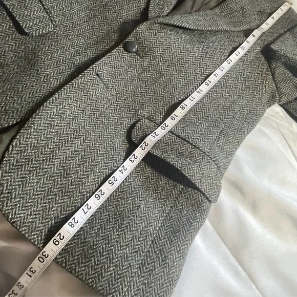 Harris Tweed Vintage Herringbone Wool Blazer Hector Russell Kiltmaker Gray - Picture 11 of 12